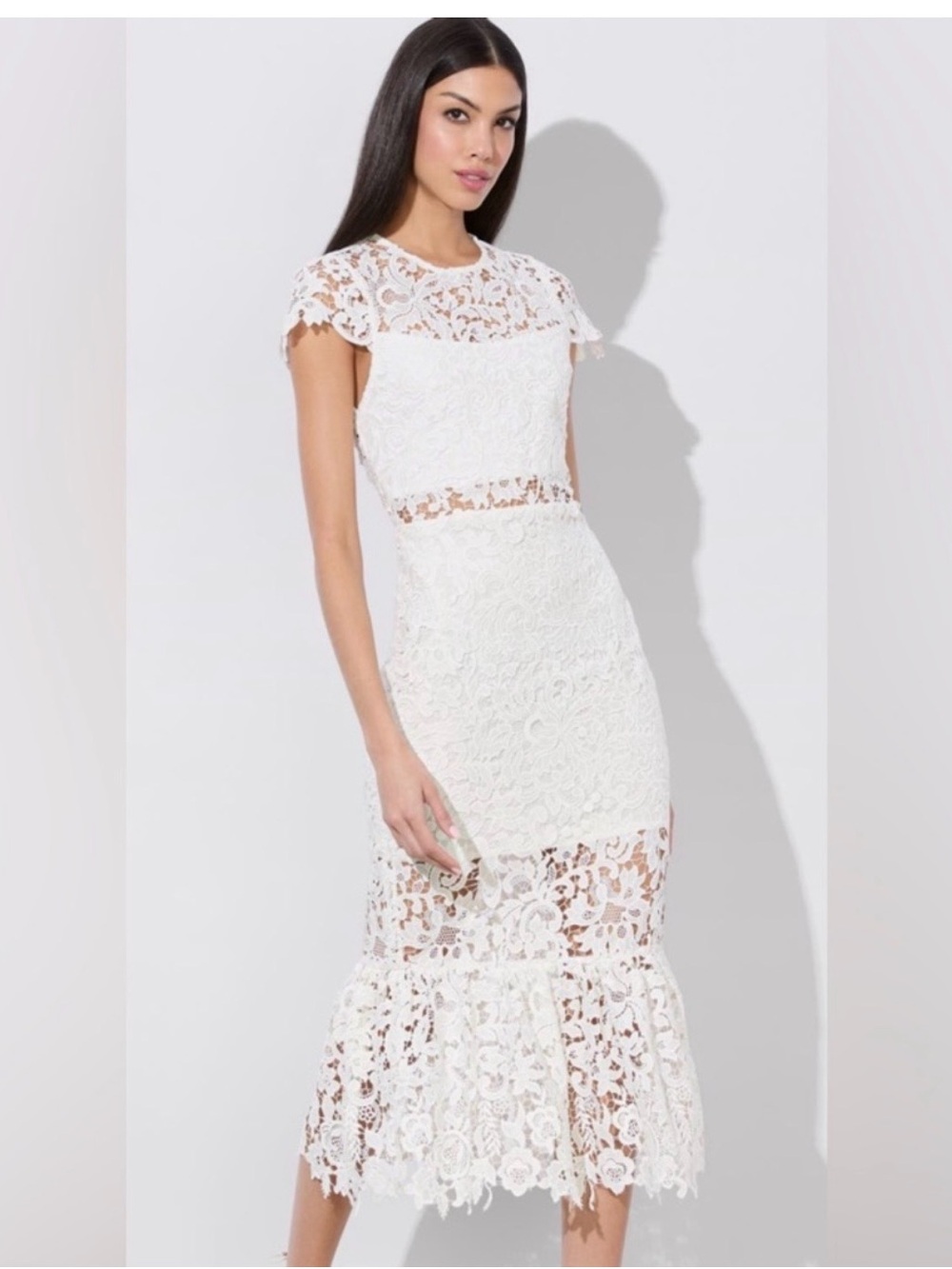 Alice + Olivia Clover Midi Dress in Off-White